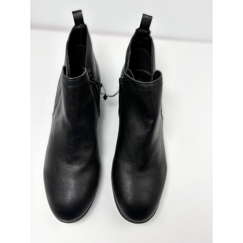 Sun + Stone Cadee Ankle Booties Black 11 Wide Block Heel Minimalist Chic Urban